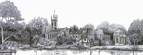 View across River Thames towards Hampton, Middlesex